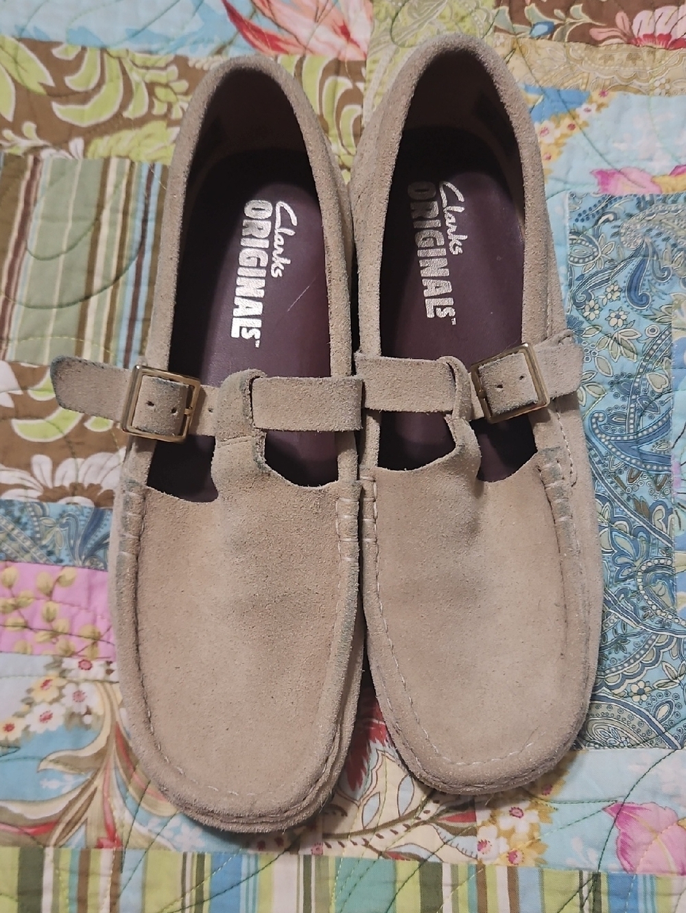 Clarks Originals Beige Suede Mary Jane Loafers